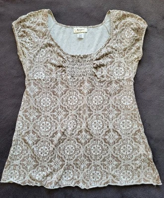 Self Esteem Babydoll ChocolateBrown Women Size M Cottagecore Medallion Flowy Y2K - Image 1 of 4