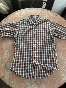 VTG 80s Single Needle Tailoring USA Men 15.5 Short Sleeve Button Up Shirt Plaid - Picture 1 of 12