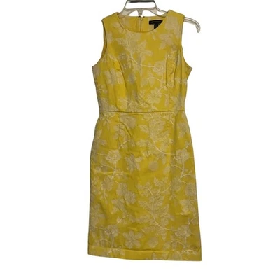 Vestido Vaina Brooks Brothers Floral Jacquard Amarillo Sin Mangas Talla 2 Foto 1 de 4