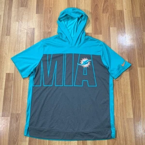 Nike Miami Dolphins Hooded Shirt Mens Large Green Short Sleeve - Picture 1 of 10