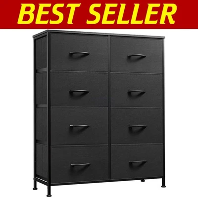 Compact Tall Dresser with 8 Drawers - Modern Charcoal Black Storage Solution - image 1 of 4