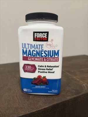 Suplemento de magnésio Force Factor Ultimate, 330mg glicinato de magnésio 5/27 - Imagem 1 de 4