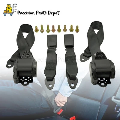 2PCS 3 Point Safety Seat Belt Straps Car Vehicle Retractable Adjustable Belt Kit - Image 1 of 4