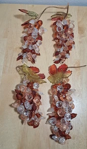 4 Stck. Vintage Bernstein facettiert Plexiglas Acryl Traube Cluster & Blätter - Bild 1 von 9