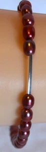 Pulsera, Perla Cultivada Color Vino, Dije Plata de Ley y Cierre Palanca - Imagen 1 de 9