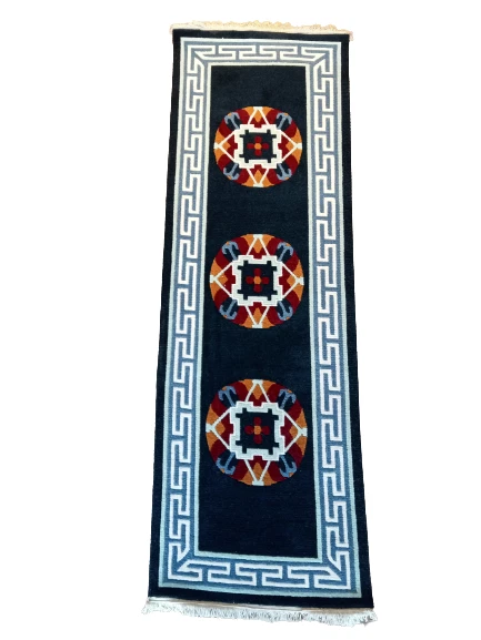 Handknotted/Handmade Nepali Woolen Carpet-Galaicha 60 Knots 1.97 Ft x 5.91 Ft - Image 1 of 3