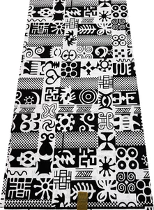 Black and White- African  Ankara  Wax Print, 100% Cotton, Sell by 6 Yards - Picture 1 of 3
