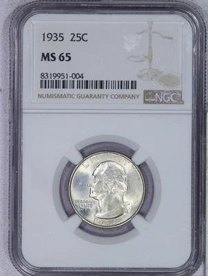 1935 Washington Quarter 25C NGC MS65 - Imagem 1 de 4