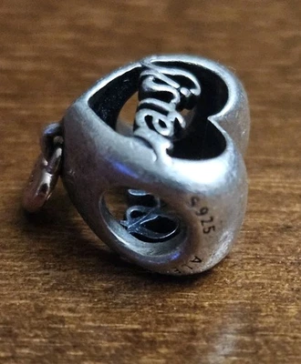 Charm Ciondolo Cuore PANDORA "Sister" I Love You Argento Sterling 925 - Immagine 1 di 4