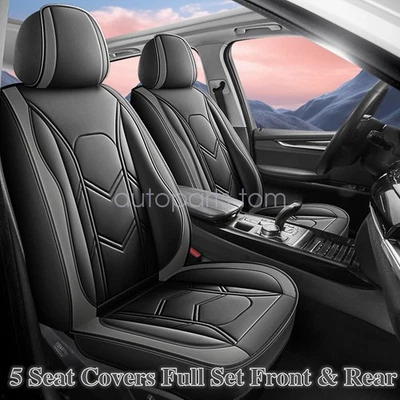 Front & Rear Car 5-Seat Covers PU Leather For Chevrolet Camaro Colorado Malibu - Image 1 of 4