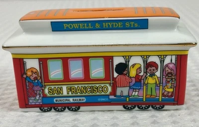 Banco de teleférico Smith Novelty Co San Francisco Powell & Hyde Sts cerámica vintage Foto 1 de 4
