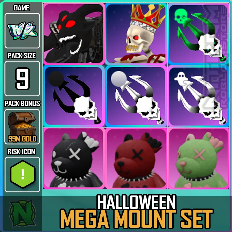 Roblox World Zero WZ - HALLOWEEN MEGA MOUNT SET - 9 PACK - BONUS 99M - Image 1 of 1