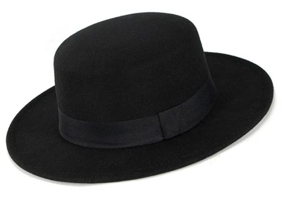 Pork Pie Hat for Men Women Short Brim Fedora Flat Hat Wool Felt Boater Panama... - Image 1 of 4