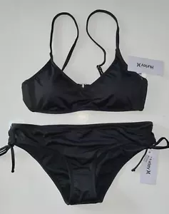 Black HURLEY Bikini Swimsuit M Moderate Coverage Bottom and Bralette Top Set NEW - Picture 1 of 3