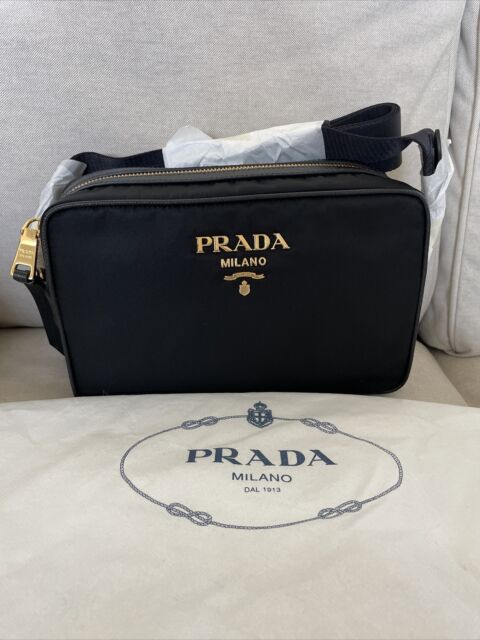 Très Bien - Prada Brique Leather / Nylon Cross-Body Bag Black