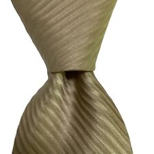 CLAIBORNE Mens 100% Silk Necktie 58" x 3 3/8" USA Designer SOLID STRIPED Tan NWT