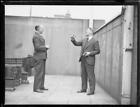 Billiard players William Smith and Walter Lindrum tossing a coin, - Old Photo