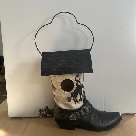 Spoontiques Western Boot Birdhouse, White Cover