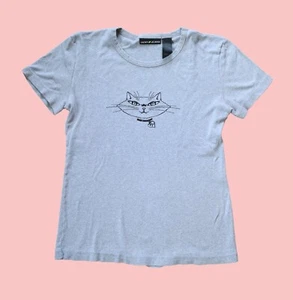 DKNY Cat Y2K Doll Sassy Kitty Fairy Grunge Graphic T shirt Vintage Skater, Sz M - Picture 1 of 7