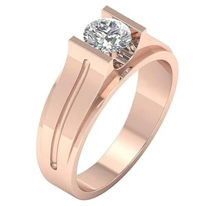 Lab Grown Genuine Diamond VS F 0.80 Carat Men's Engagement Ring 10K Rose Gold - Picture 1 of 8