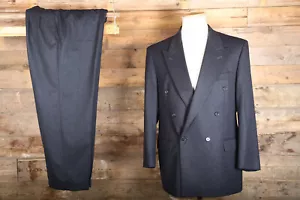 Traje Vintage M&S Doble Botonadura 42S 38W 27L Lana Carbón - Imagen 1 de 9