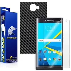 ArmorSuit Blackberry Priv Screen Protector + Black Carbon Skin Protector USA - Picture 1 of 6