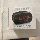 Westclox Red LED Alarm Clock - Black, 0.6" (71043) NEW