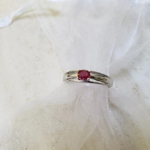African Ruby Solitaire Sterling Silver Ring, size P/Q, 8. - Picture 1 of 8