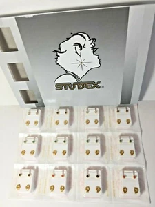 Studex Ohrpiercing Ohrringe 12 Paar 4 mm Reg. Vergoldete Perle & Steine R313Y - Bild 1 von 1
