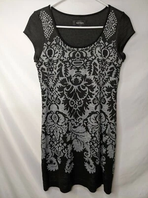 Vestido para mujer Karen Kane pequeño negro suéter manga corta estampado cuello redondo Foto 1 de 4