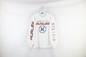Vintage 90s Hurley Mens Large Spell Out Surfing Long Sleeve T-Shirt White USA - Picture 1 of 12