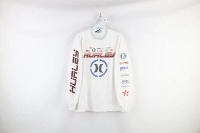 Vintage 90s Hurley Mens Large Spell Out Surfing Long Sleeve T-Shirt White USA - Image 1 of 4