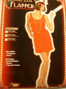 Roaring 20s Flapper Kostüm-Damen Medium/Large 8-12 Forum rot Fransen Kleid, Stirnband - Bild 1 von 4