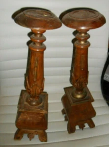 Vintage Hand Carved Peruvian Candlesticks - Picture 1 of 4