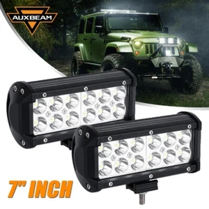 AUXBEAM 7"Inch LED Work Light Bar Driving Lamp Pod 6000K For Jeep Wrangler JK LJ - Picture 1 of 12