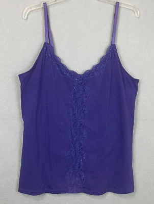 Camisola Coldwater Creek Cami Tank L de renda roxa namorada camadas coquette anos 90 - Imagem 1 de 4