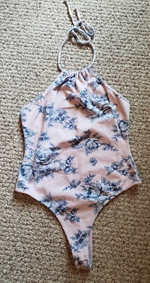 Full Tilt Halter Bodysuit Pink Size S Cotton Spandex - Image 1 of 2