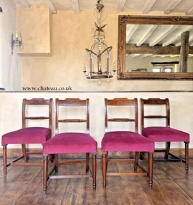 Fine Set 4 Original Antique Genuine Regency George III Dining Chairs C 1800 - Picture 1 of 14