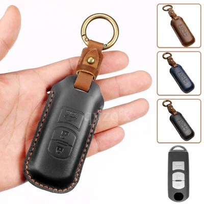 Funda con soporte para llavero de coche de cuero genuino para Mazda 2 3 5 6 CX-5 CX3 MX3 Foto 1 de 4