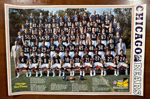Vintage 80s Chicago Bears Sun Times 1985 Team Photo Poster SGA NFL Football Cover