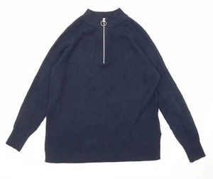 Marks and Spencer Womens Blue Mock Neck Viscose Blend Jumper Size M - Picture 1 of 10