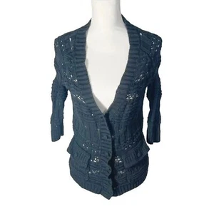 Doncaster Collection 100% Silk Black Knit Cardigan Women's Size XS - Picture 1 of 8