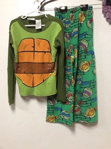 Boys Top Size 10 Bottom Size 8 Teenage Mutant Ninja Turtles Green Orange 115 - Picture 1 of 6
