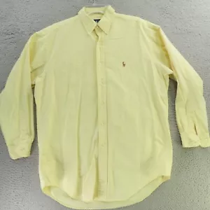Ralph Lauren Hemd Herren Large Gelb Einfarbig Langarm Knopfleiste Fleisch Pony - Bild 1 von 9