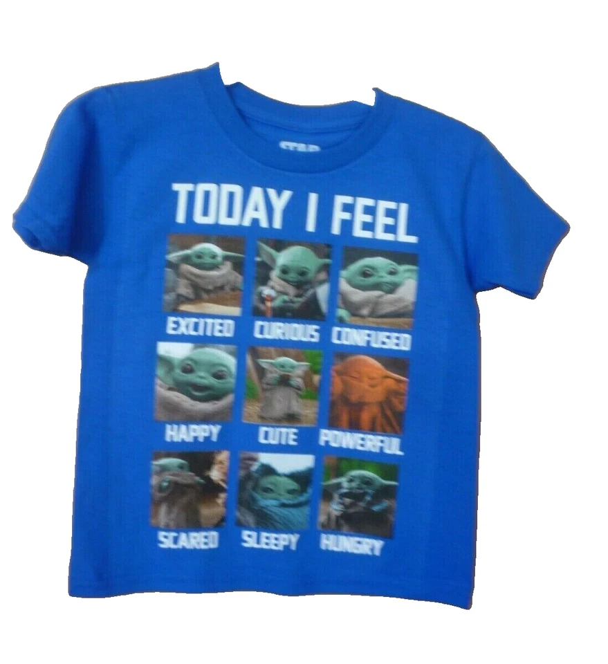 Boys   Blue Star Wars Baby Yoda The Child Today I Feel XS 4/5 - Image 1 of 1
