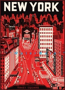 Times Square 1937 Nueva York Broadway Vintage Póster Impresión Retro Viaje Arte - Imagen 1 de 4