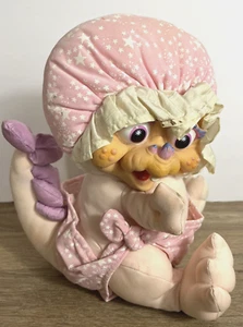 Vintage Dan Dee Baby Dinosaur 12" Plush Rubber Face Dino Pink/Purple 90's - Picture 1 of 5