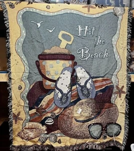 Simply Home Hit the Beach Flipflops Afghan Throw Blanket 50" x 70" NEW - Picture 1 of 1