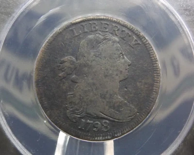 1798 Draped BUST Large Cent *STYLE 1* Hair S-145 1c ANACS VG8 Detail #443 ECC&C - Image 1 of 4