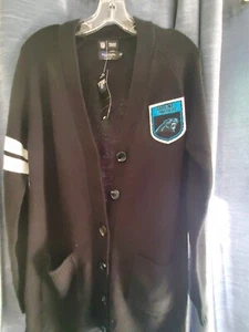 Carolina Panthers - NFL Womens Varsity Cardigan Black Sweater Size S / M - NWT - Picture 1 of 3